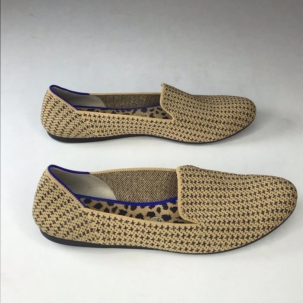 Rothy’s The Loafer in Gold Houndstooth Size 10.5